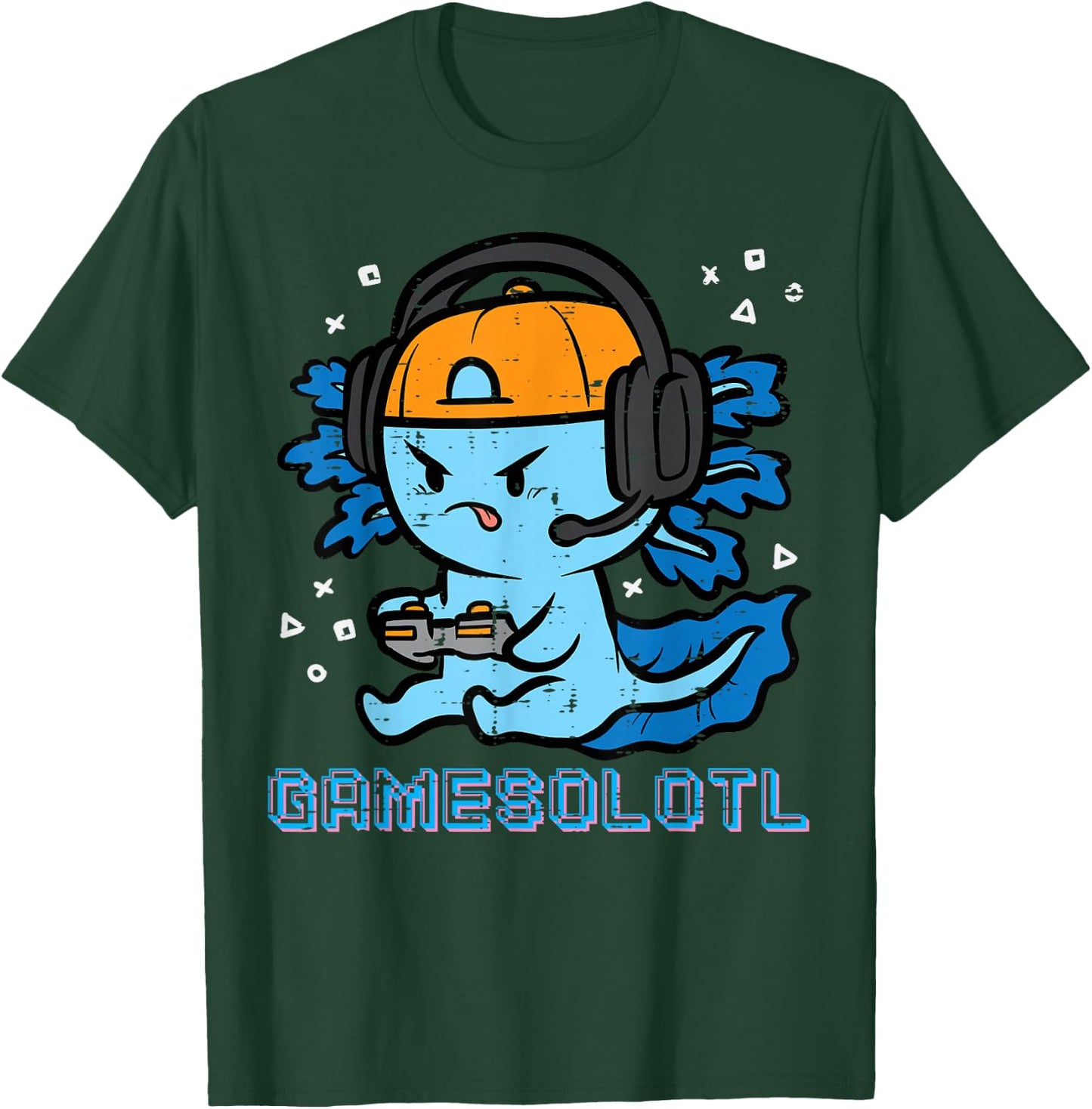 Gamer Axolotl Gamesolotl Fun Gaming Men Boys Kids Youth Teen T-Shirt - T-Shirt | Forest
