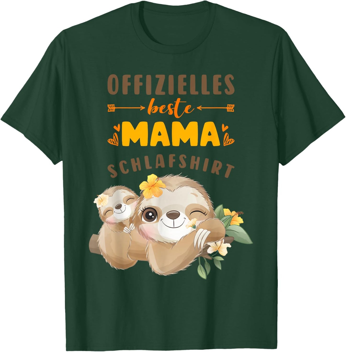 Official Best Mum Sleep Shirt Mother Sloth Mother's Day , black T-Shirt - T-Shirt | Forest
