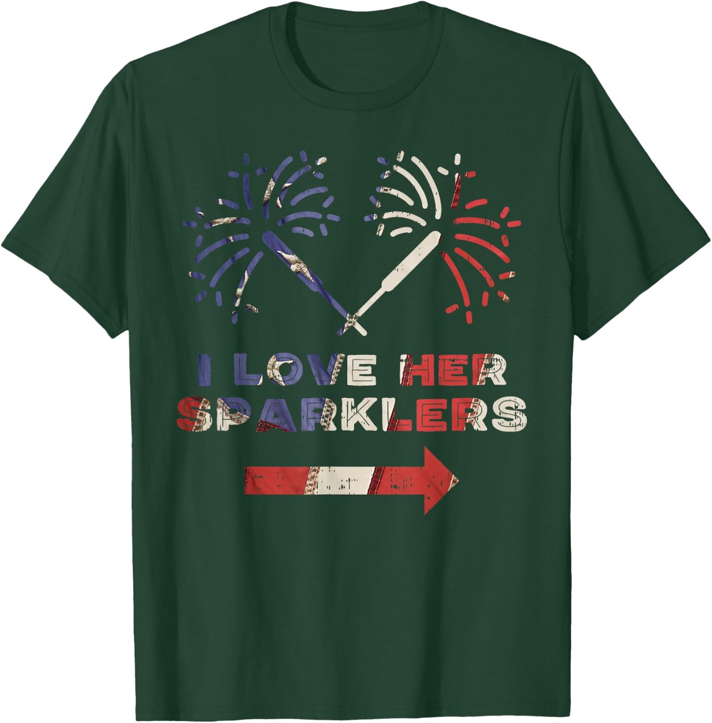 Love Her Sparklers Matching Couple 4th Of July Men Boyfriend T-Shirt - T-Shirt | Forest