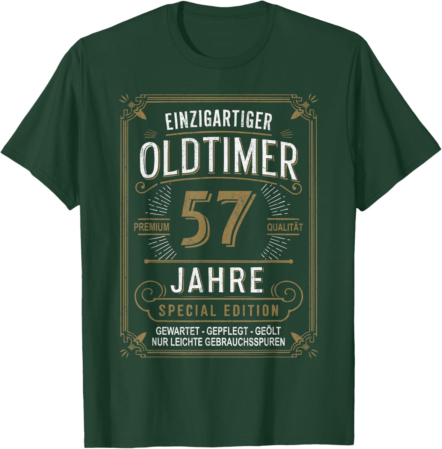 57th Birthday Man Woman 57 Years Decoration Funny Gift , black T-Shirt - T-Shirt | Forest
