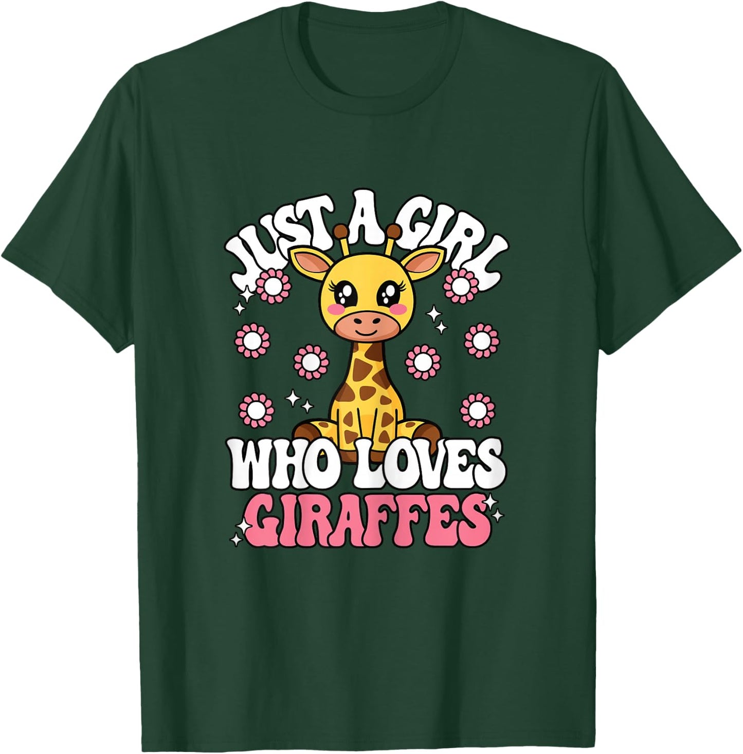 Just A Girl Who Loves Giraffes Cute Pink Wild Animal Kids T-Shirt - T-Shirt | Forest