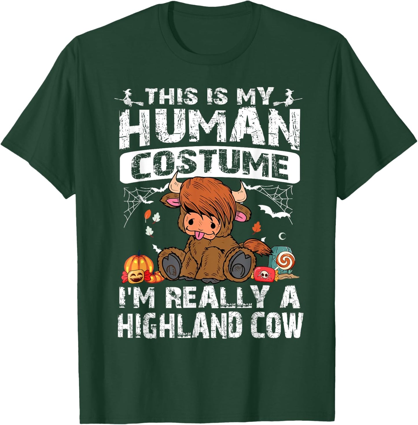 This is My Human Costume I'm Really A Highland Cow Halloween T-Shirt - T-Shirt | Forest