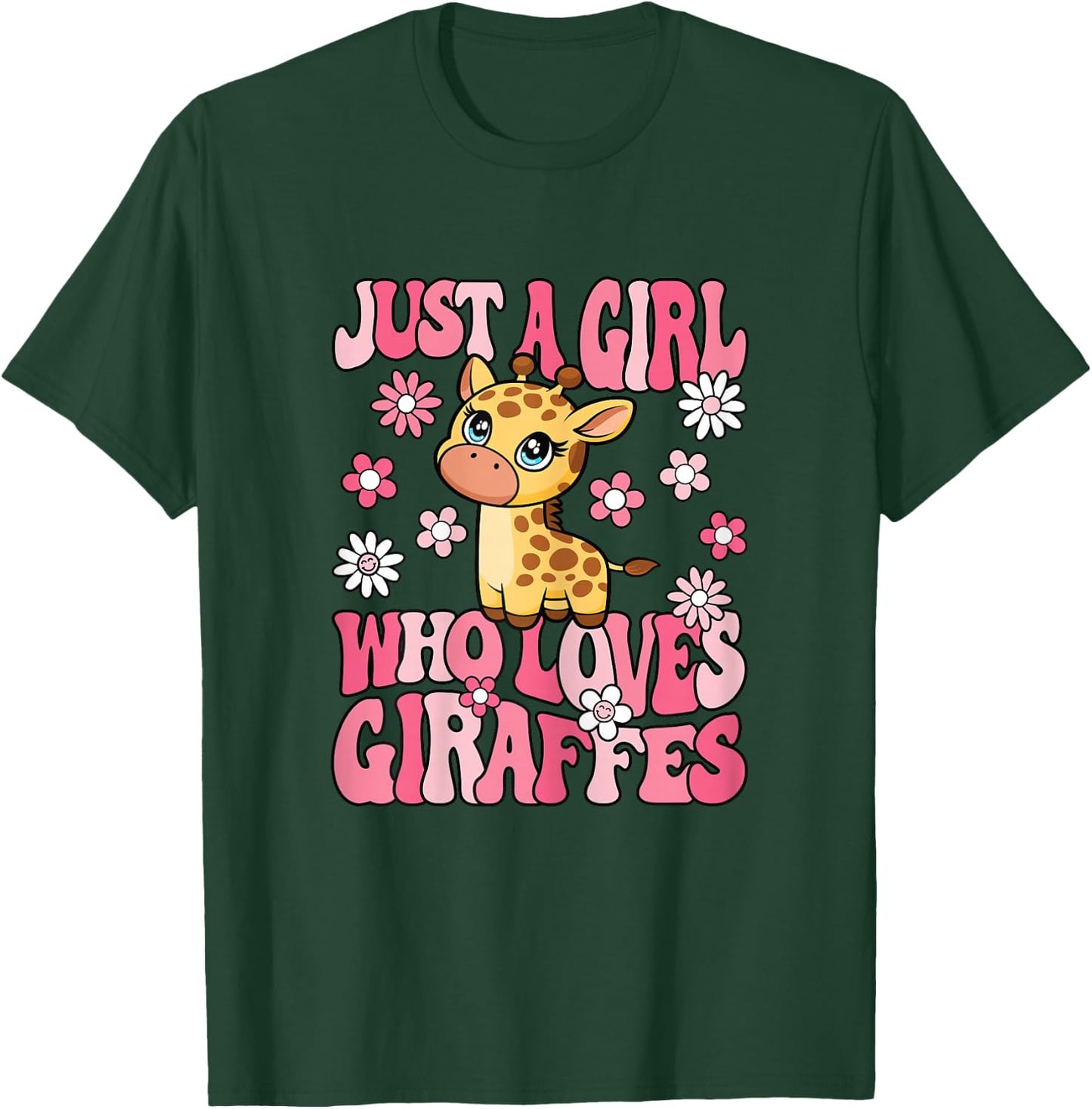 Just A Girl Who Loves Giraffes Groovy Giraffe Girls Kids T-Shirt - T-Shirt | Forest