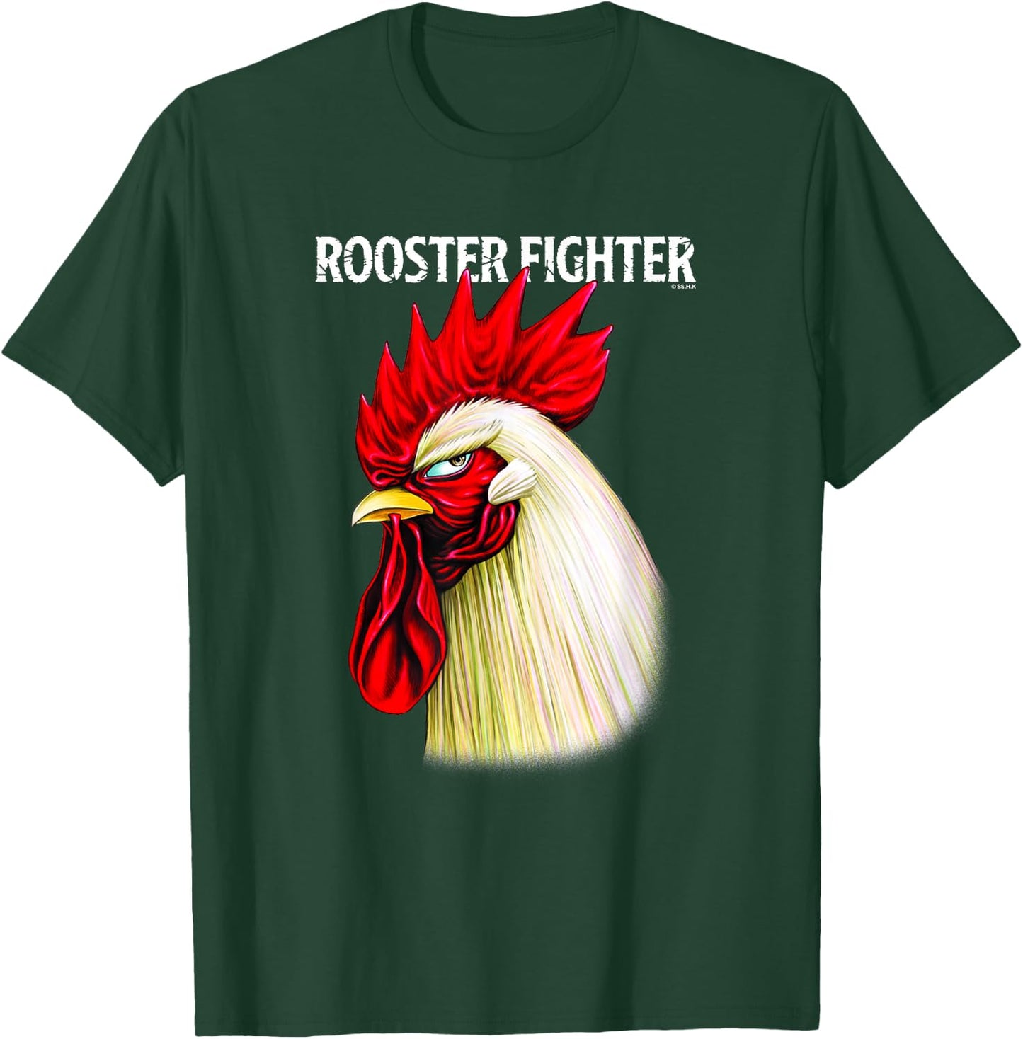 Rooster Fighter Keiji Side Profile Mean Mug Stare Down T-Shirt - T-Shirt | Forest