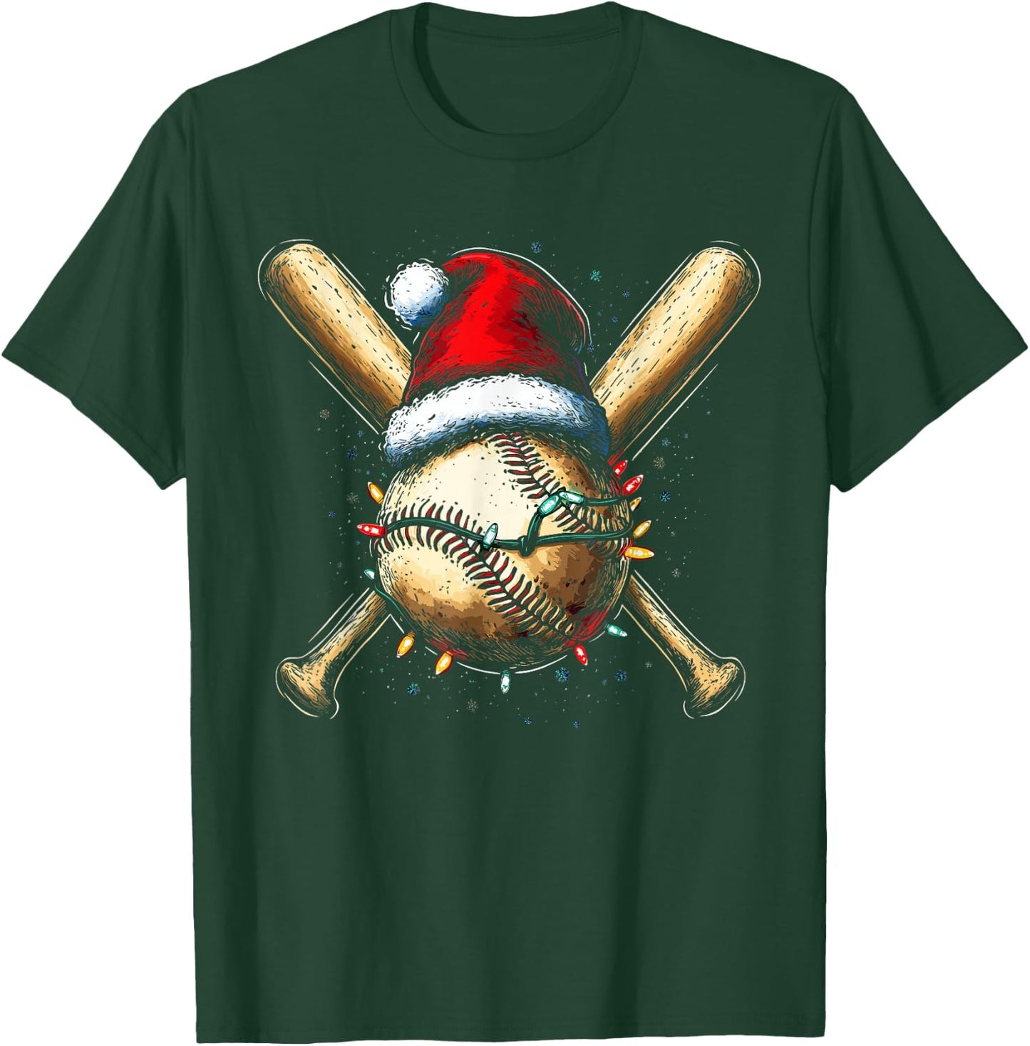 Christmas Baseball Pajama Xmas Santa Boys Girls Kids T-Shirt - T-Shirt | Forest