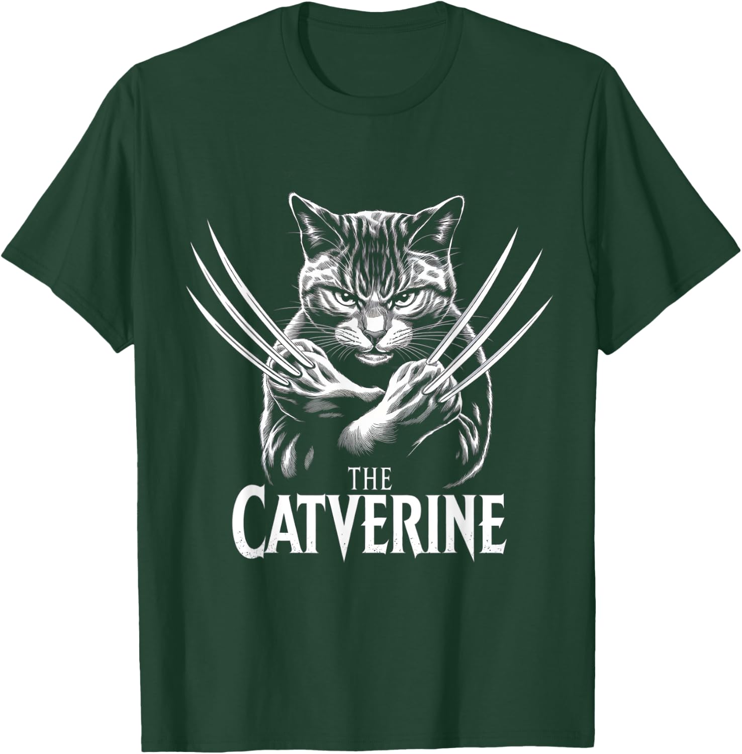 Catverine Humour Cat Man Woman Child Lovers Animals , Black, S T-Shirt - T-Shirt | Forest