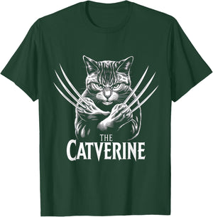 Catverine Humour Cat Man Woman Child Lovers Animals , Black, S T-Shirt - T-Shirt | Forest