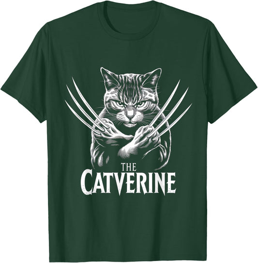 Catverine Humour Cat Man Woman Child Lovers Animals , Black, S T-Shirt - T-Shirt | Forest