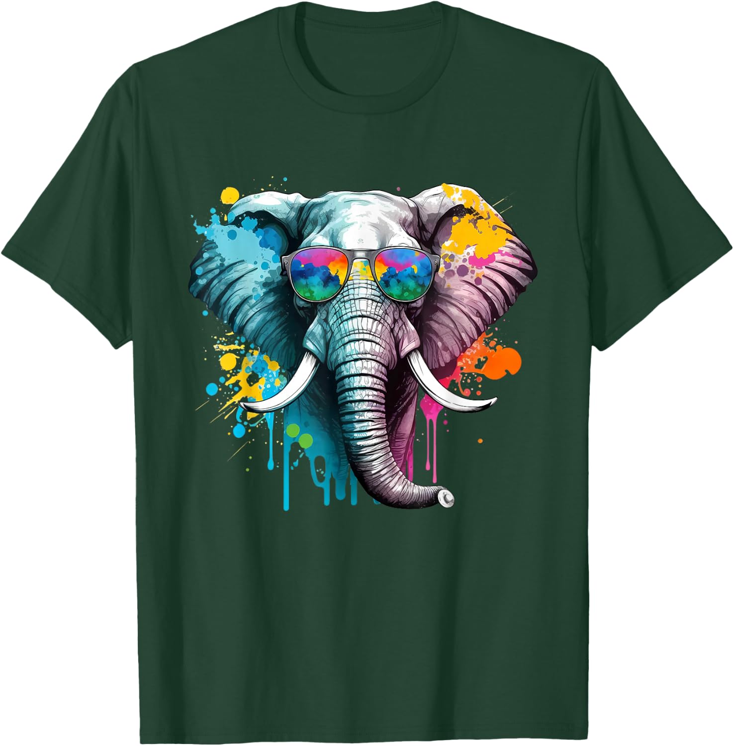 Cool colourful elephant for elephant lovers , black T-Shirt - T-Shirt | Forest