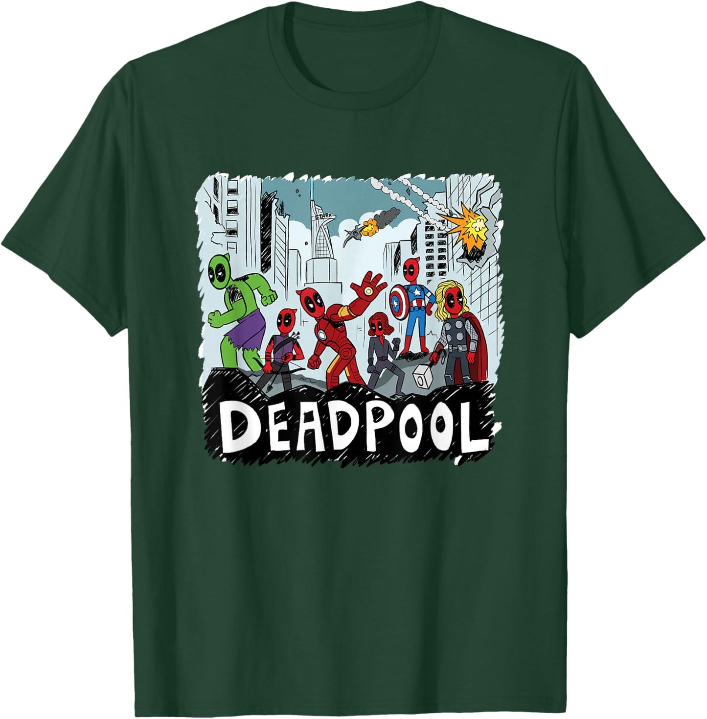 Marvel Deadpool & Wolverine Deadpool Avengers Assemble! T-Shirt - T-Shirt | Forest