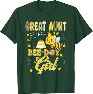Great Aunt of The Bee-Day Girl Funny Bee Birthday Party T-Shirt - T-Shirt | Forest