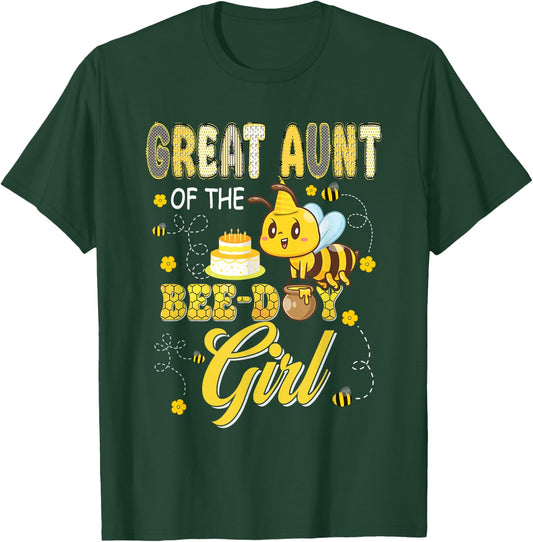 Great Aunt of The Bee-Day Girl Funny Bee Birthday Party T-Shirt - T-Shirt | Forest
