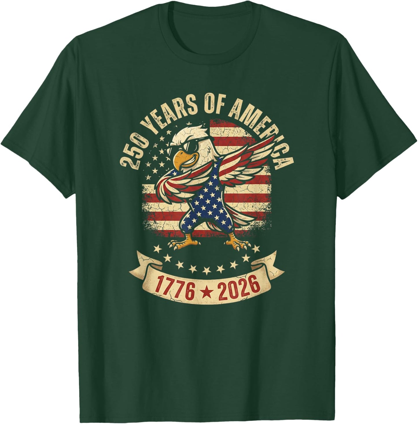 250 Years of America Dabbing Eagle 1776 2026 4th of July T-Shirt - T-Shirt | Forest
