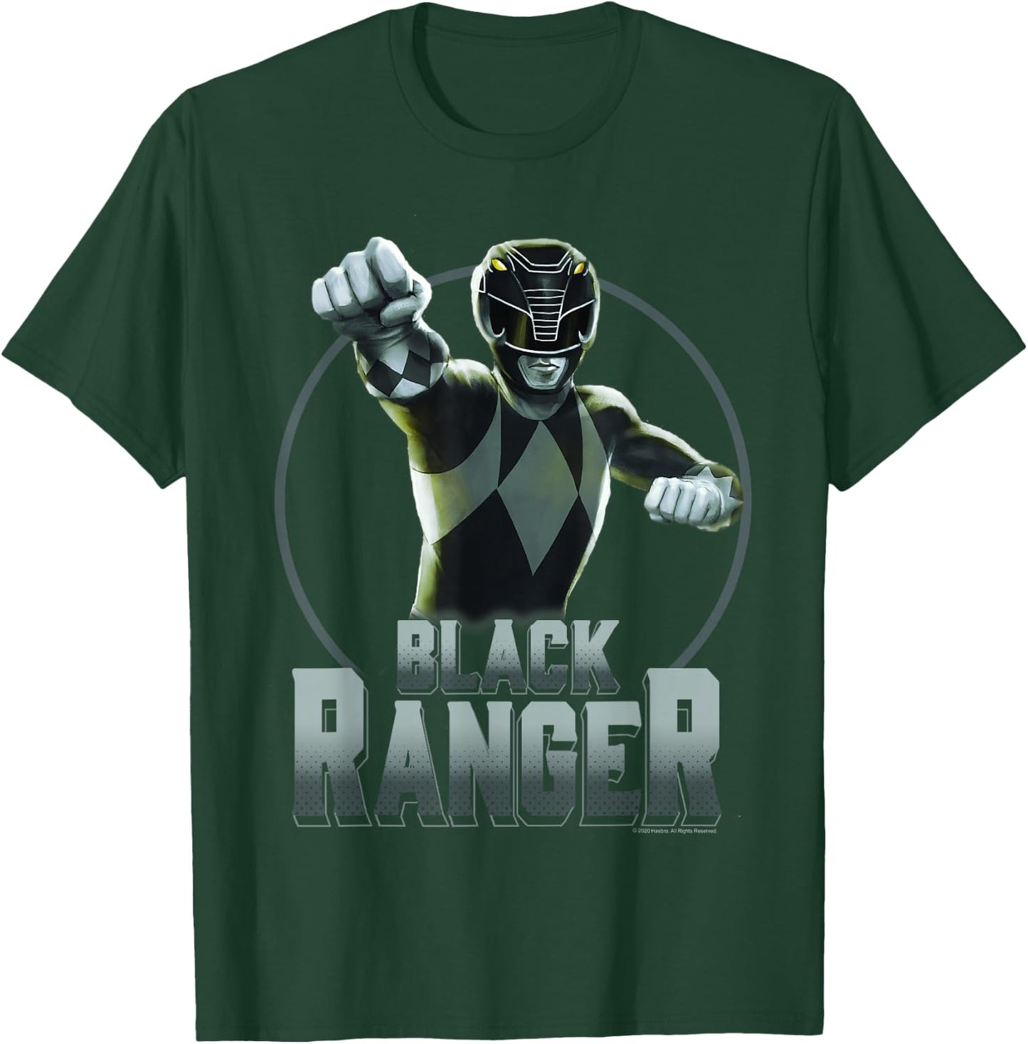 Power Rangers Black Ranger Karate Action Circle Portrait V2 T-Shirt - T-Shirt | Forest