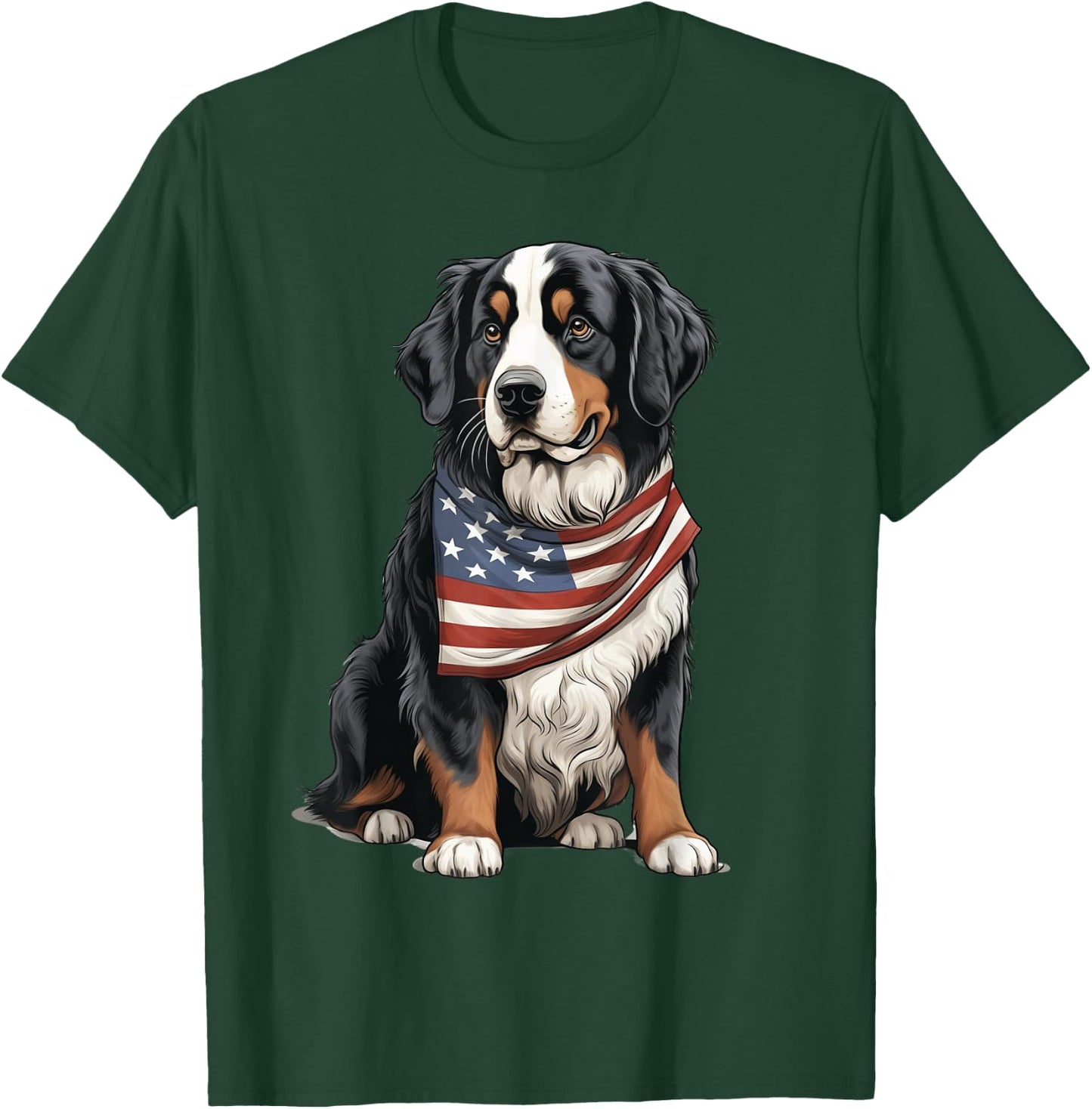 Berner US Flag Bernese Mountain Dog Owner Mom Dad Men Women T-Shirt - T-Shirt | Forest