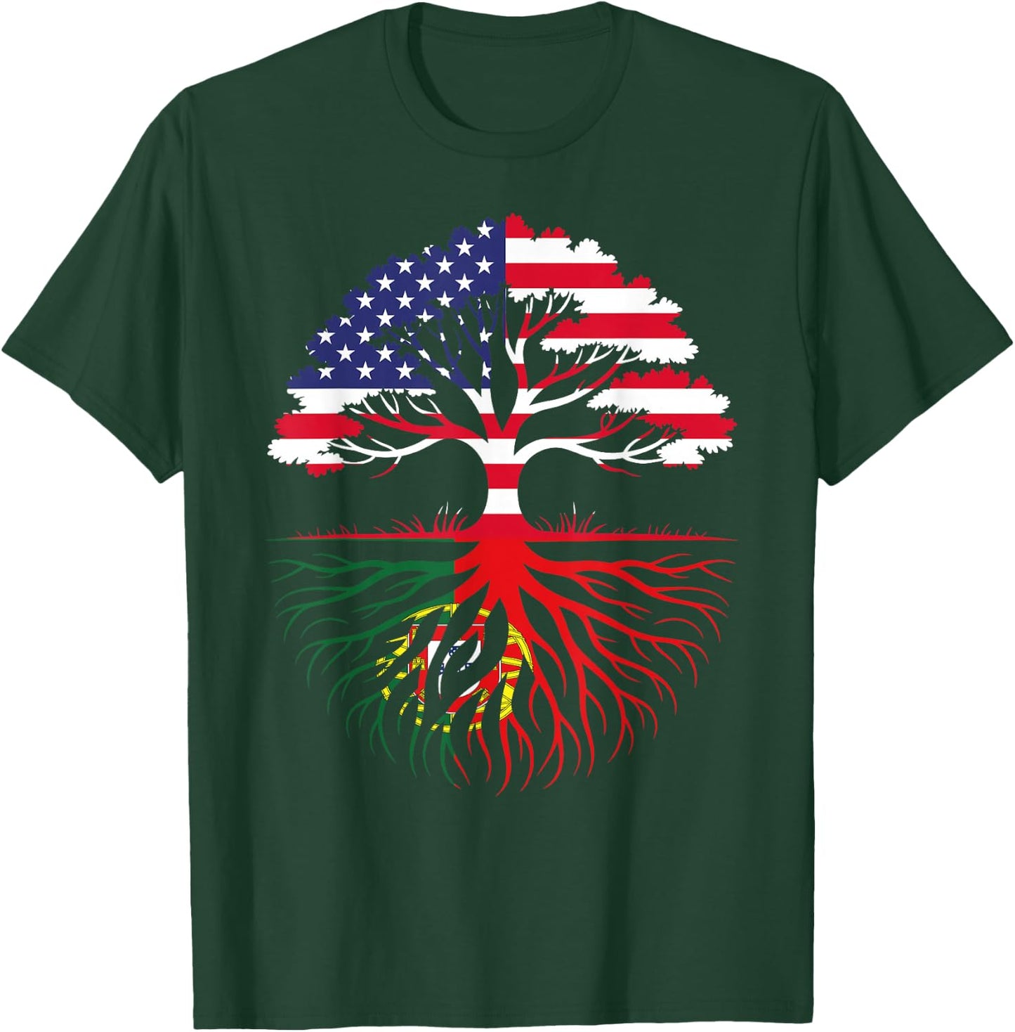 American Grown Portuguese Roots Flag Heritage T-Shirt - T-Shirt | Forest
