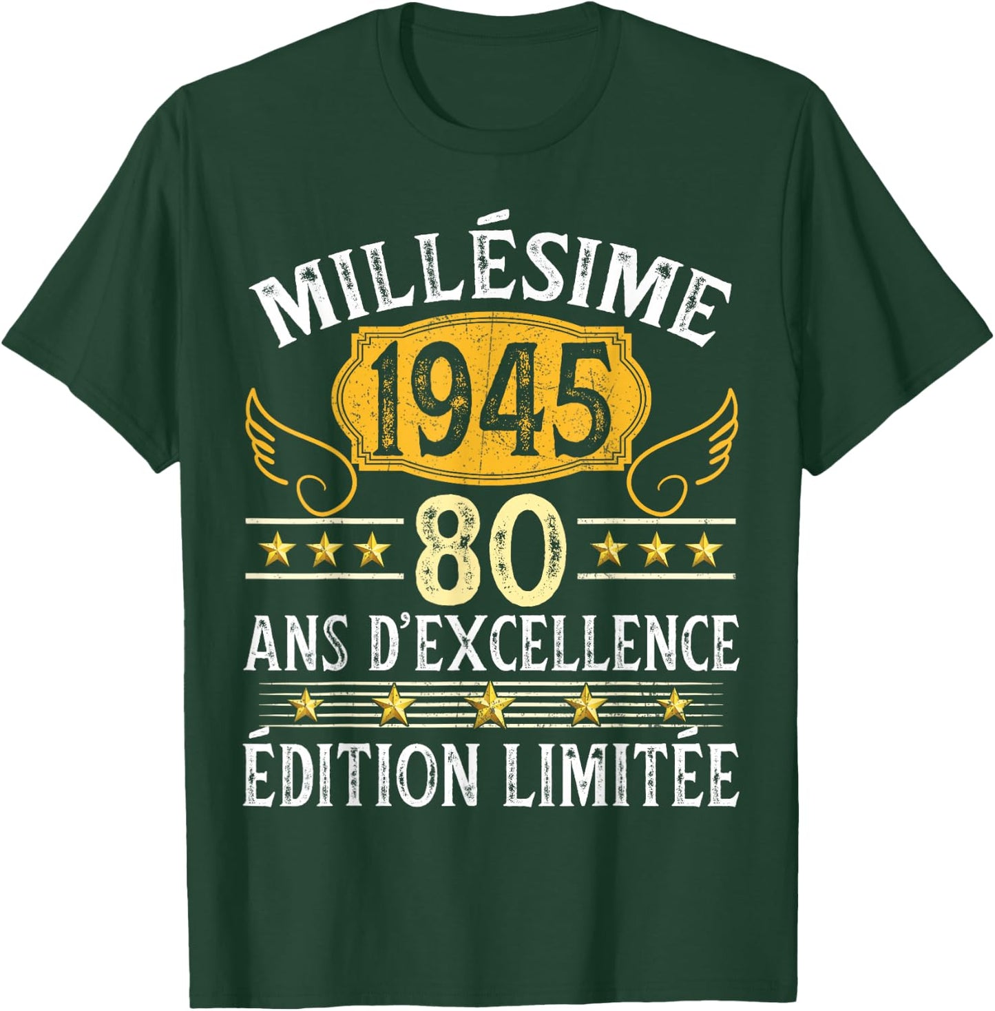 Vintage 1945 80 Years Birthday Man Woman Vintage 1945 , Black, S T-Shirt - T-Shirt | Forest