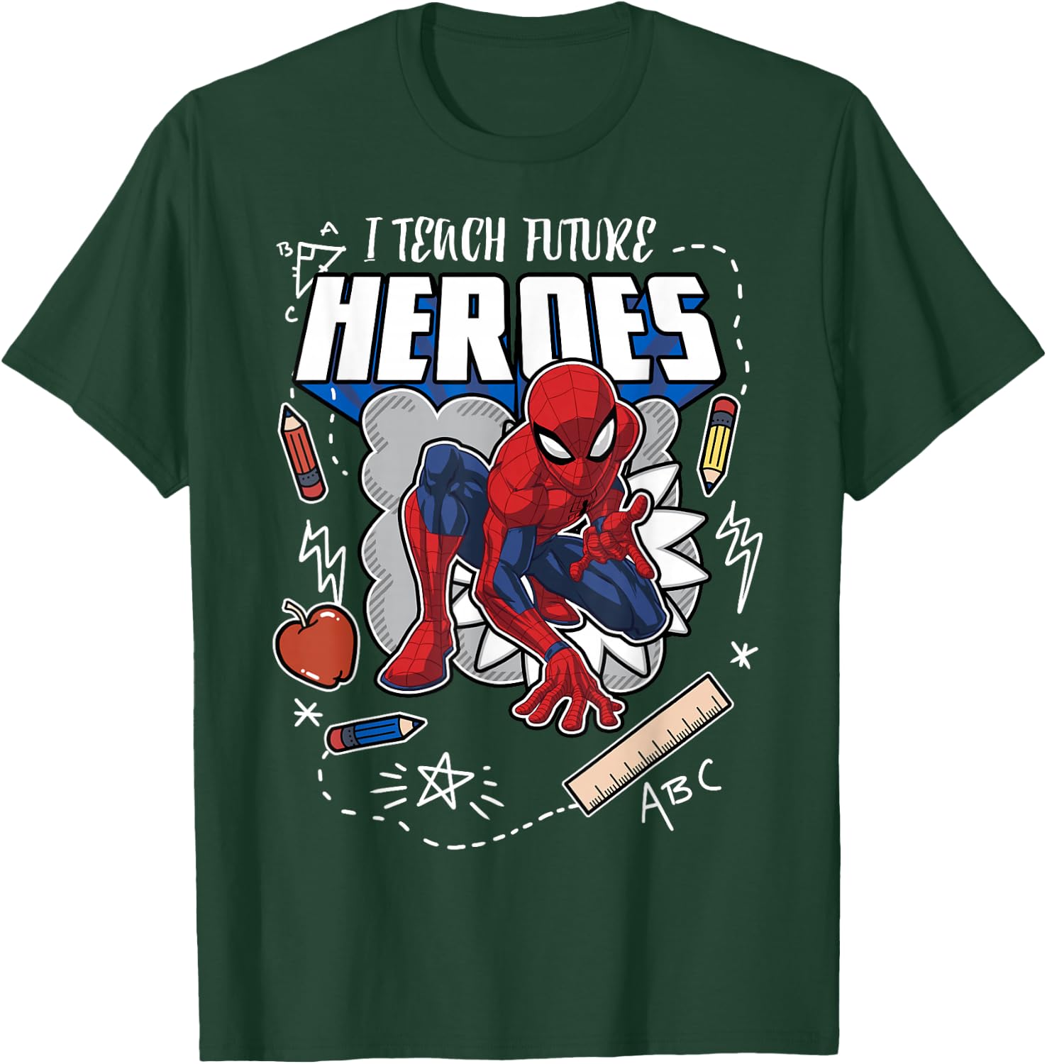 Marvel Spider-Man Classic I Teach Heroes Graphic T-Shirt - T-Shirt | Forest