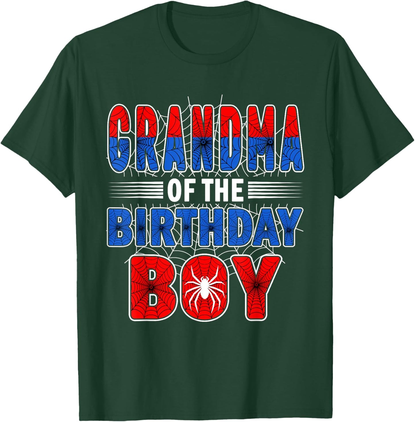 Grandma of The Birthday Boy Spider Web Birthday Party T-Shirt - T-Shirt | Forest