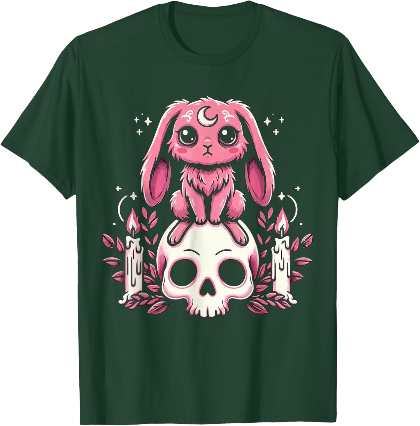 Gothic Hase Bunny Fledermaus auf Schädel Mond Goth T-Shirt - T-Shirt | Forest