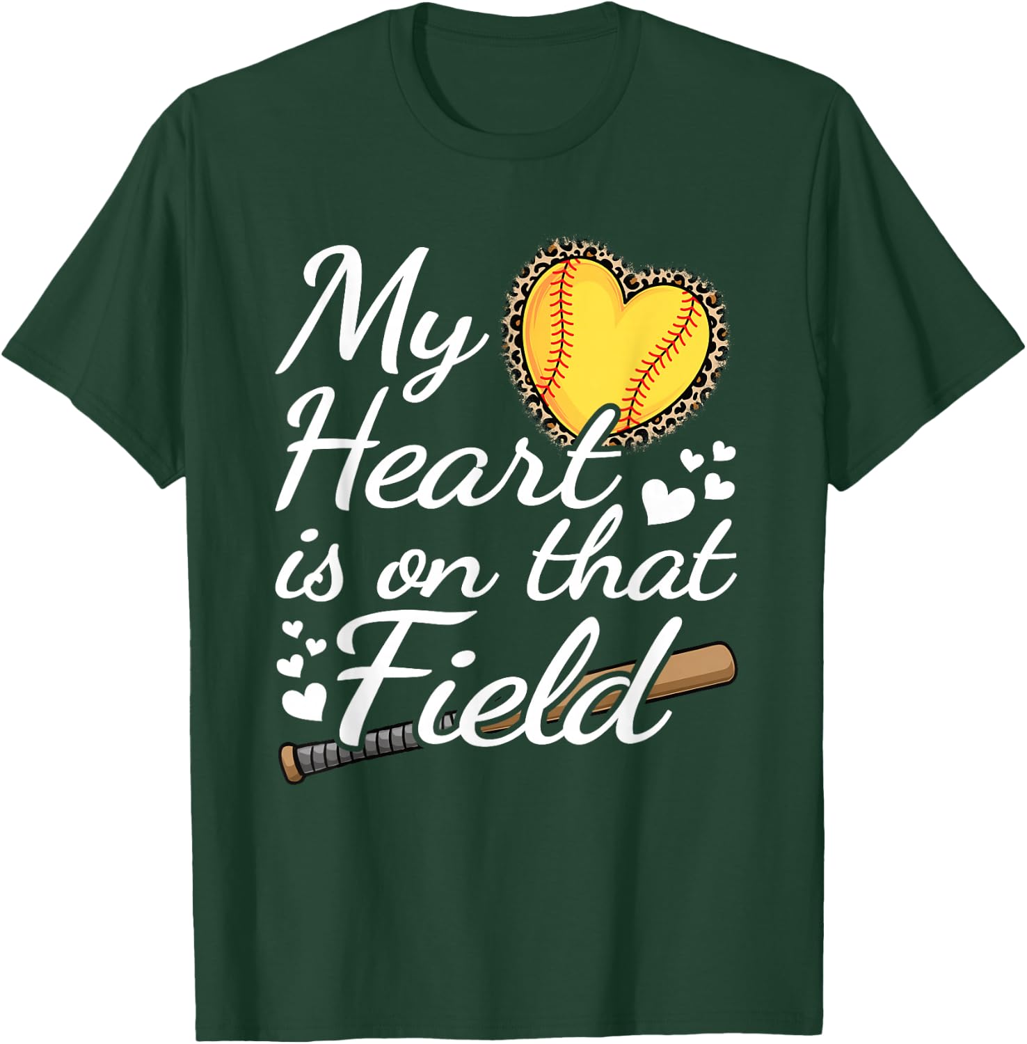 My Heart Is On That Field Cute Softball Mom Grandma Women T-Shirt - T-Shirt | Forest