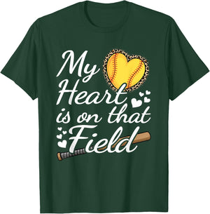 My Heart Is On That Field Cute Softball Mom Grandma Women T-Shirt - T-Shirt | Forest