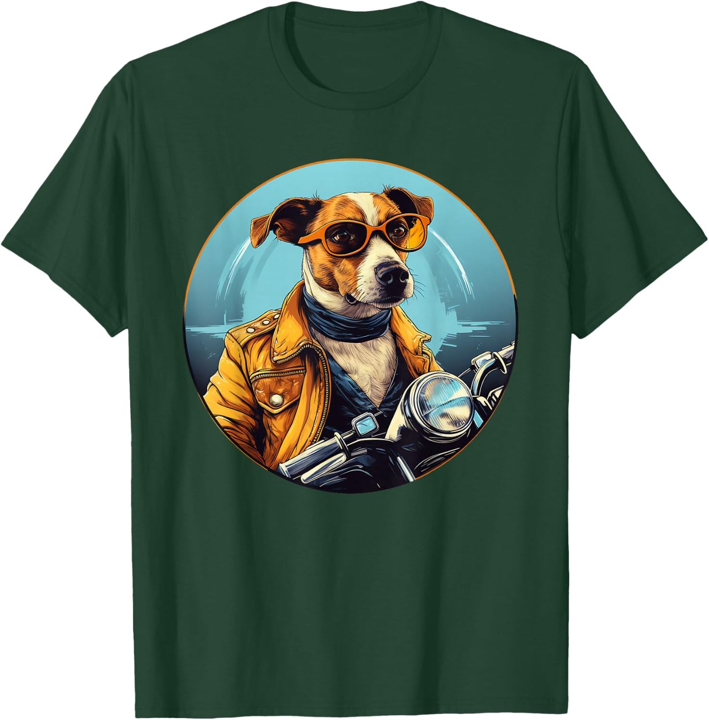 Jack Russell Terrier Biker Funny Dog Motorcycle T-Shirt - T-Shirt | Forest