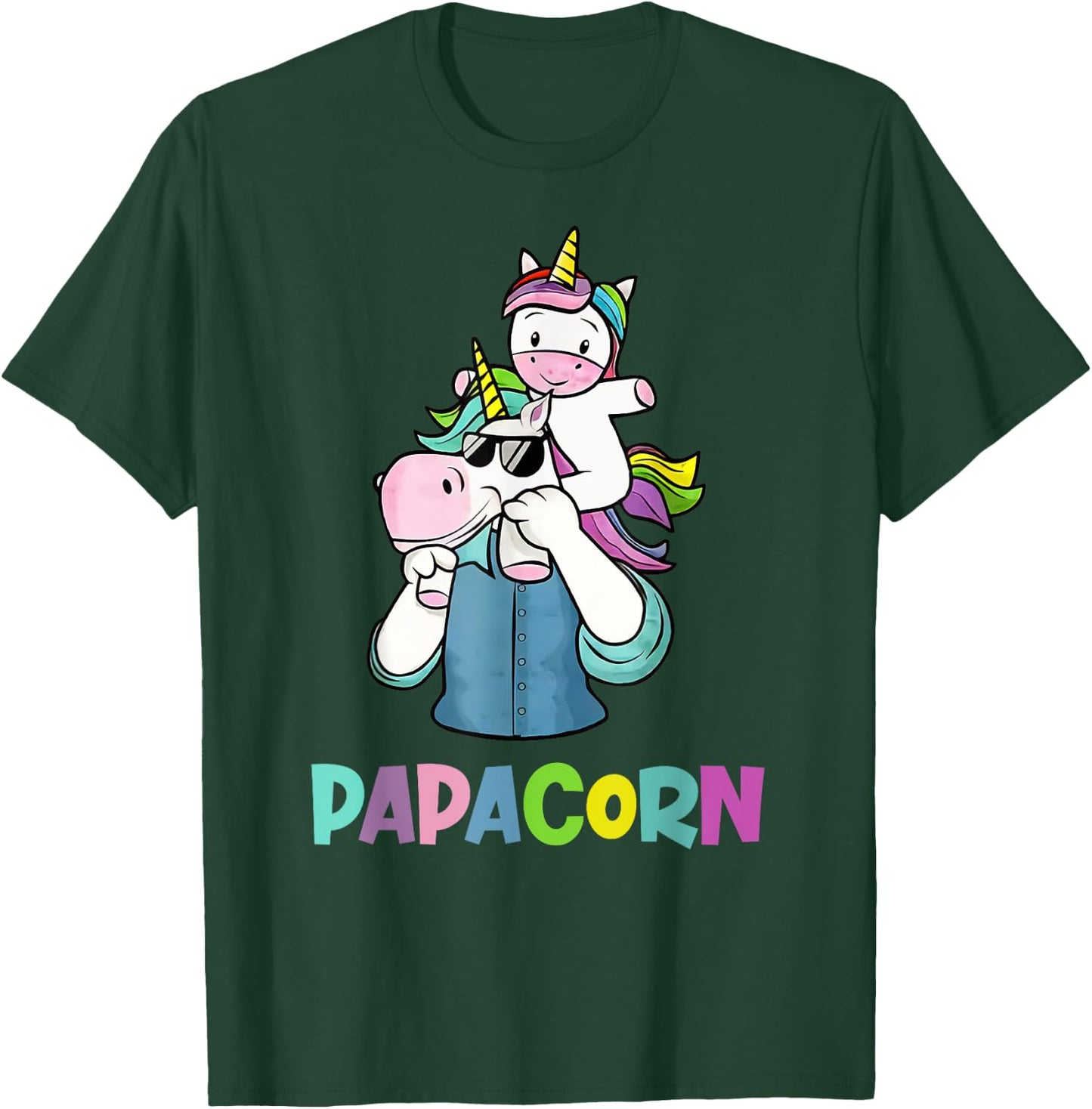 Papacorn Unicorn Father's Day Gift Daddy T-Shirt - T-Shirt | Forest