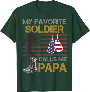 My Favorite Soldier Calls Me Papa USA American Flag T-Shirt - T-Shirt | Forest