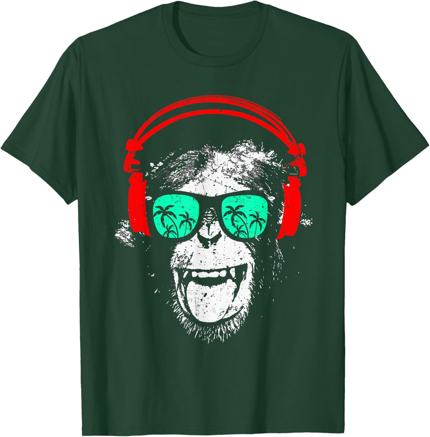Monkey DJ with Headphones and Sunglasses Gift , black T-Shirt - T-Shirt | Forest