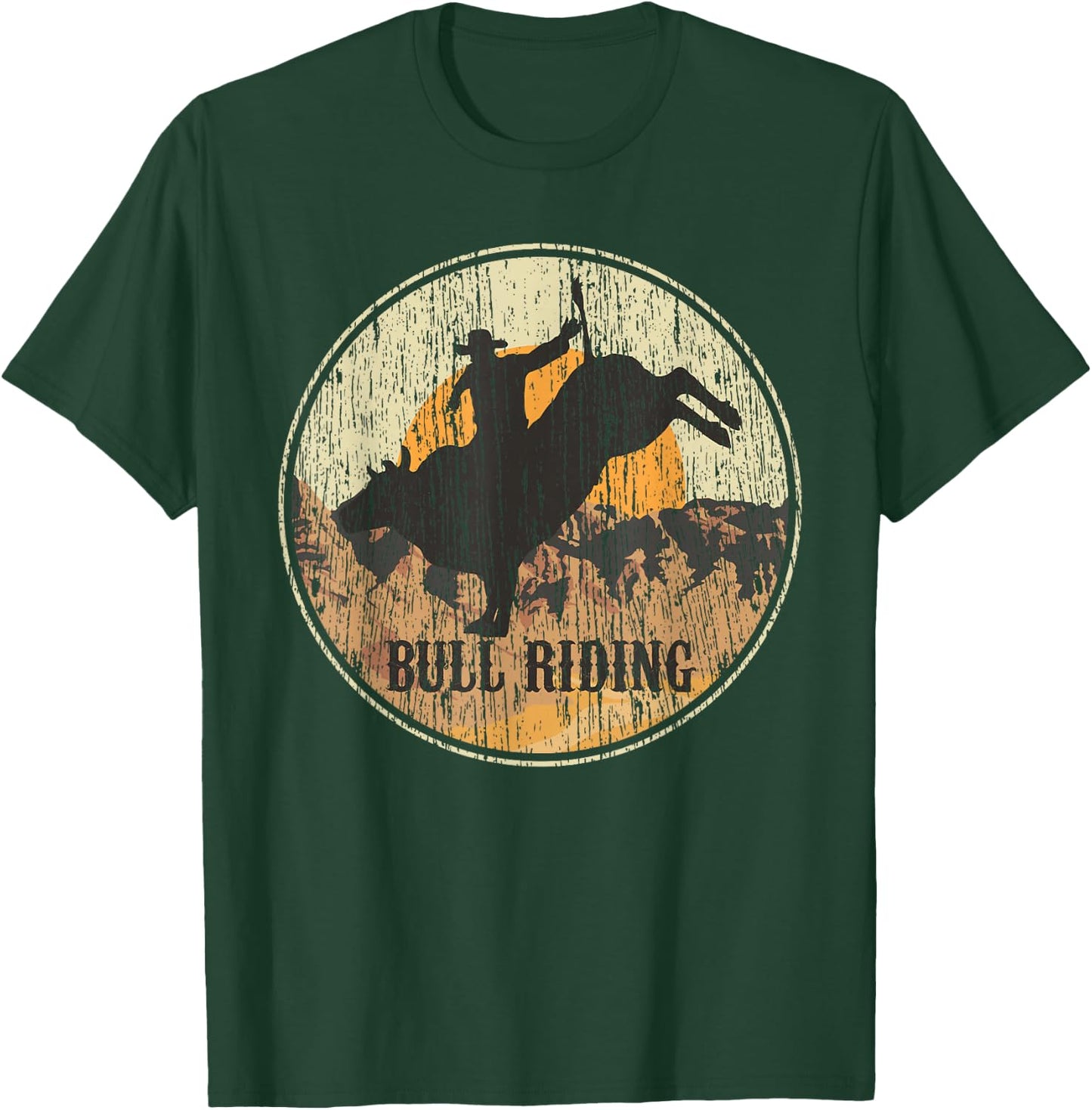 BullRiding Rodeo Western Country Gift Cowboy Vintage T-Shirt - T-Shirt | Forest