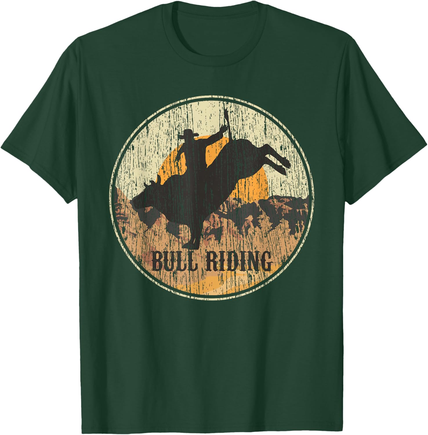 BullRiding Rodeo Western Country Gift Cowboy Vintage T-Shirt - T-Shirt | Forest