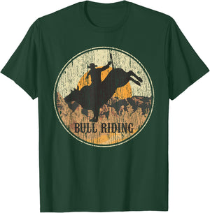 BullRiding Rodeo Western Country Gift Cowboy Vintage T-Shirt - T-Shirt | Forest