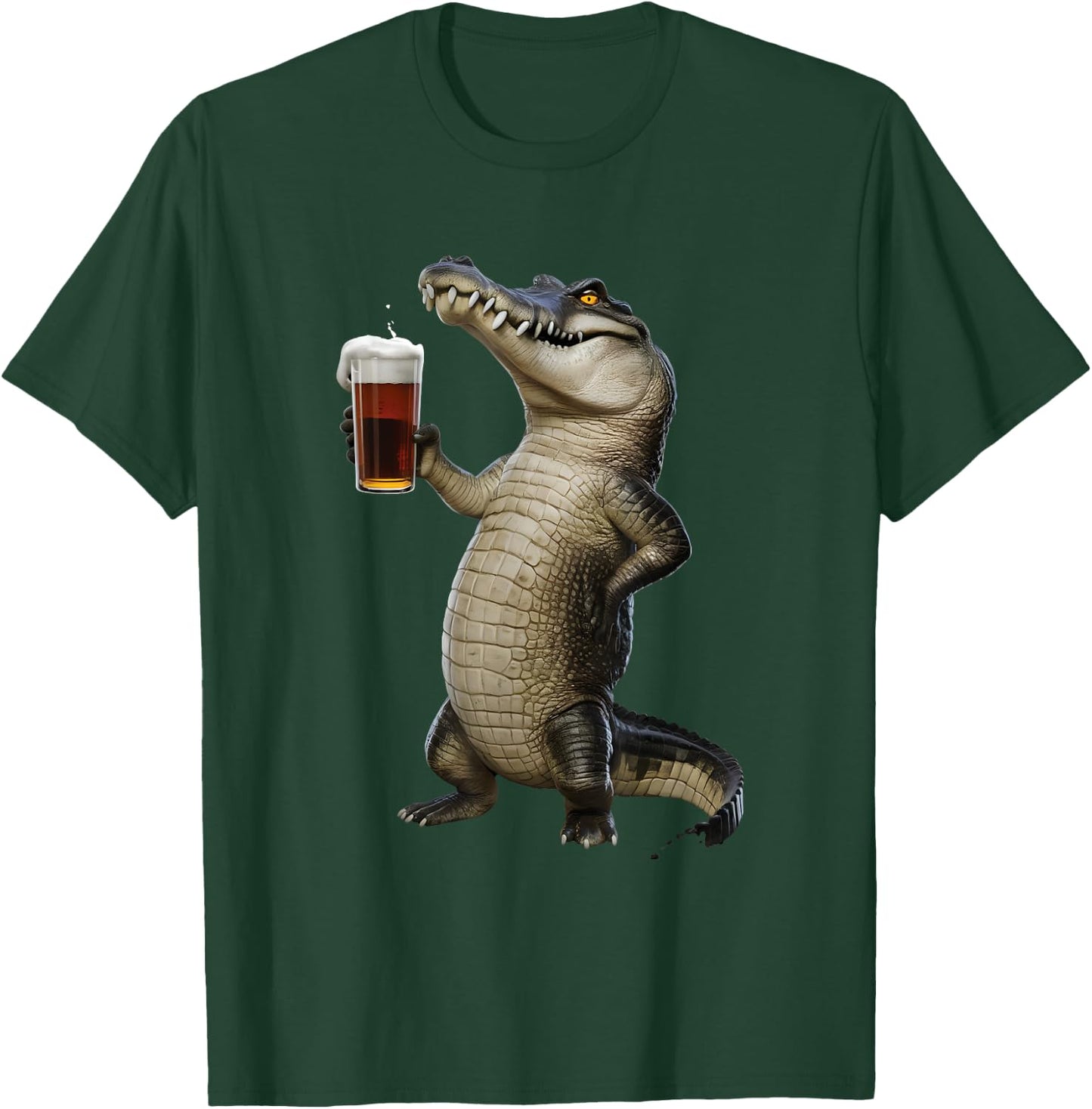 Crocodile Boire Bière Réaliste T-Shirt - T-Shirt | Forest