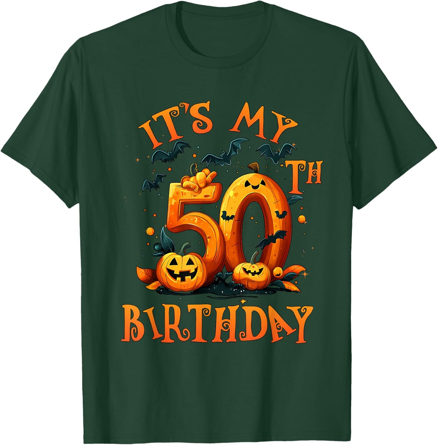 Boo It's My 50th Birthday Halloween Pumpkin 50 Years Old T-Shirt - T-Shirt | Forest