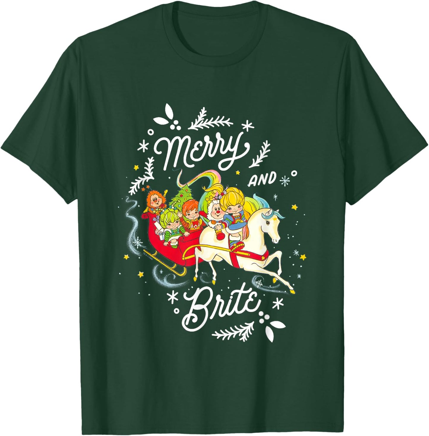 Rainbow Brite Christmas Merry & Brite Sleigh Ride T-Shirt - T-Shirt | Forest