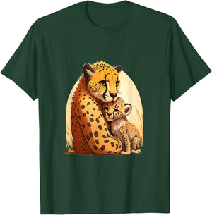 Zookeeping Mother Animal Lover Mom And Baby Cheetah T-Shirt - T-Shirt | Forest