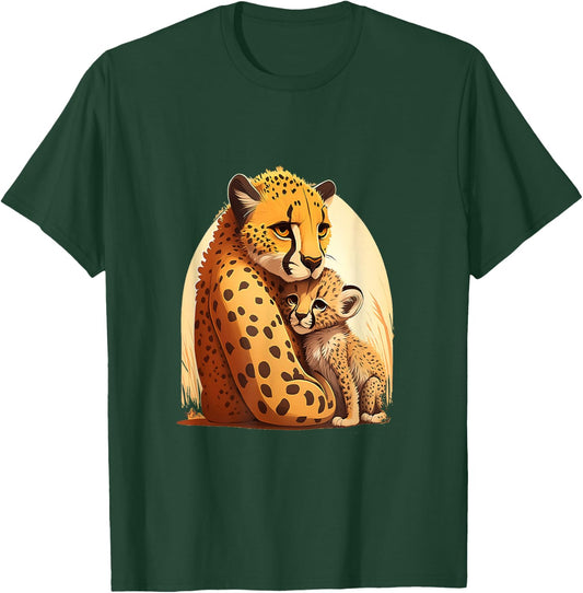 Zookeeping Mother Animal Lover Mom And Baby Cheetah T-Shirt - T-Shirt | Forest