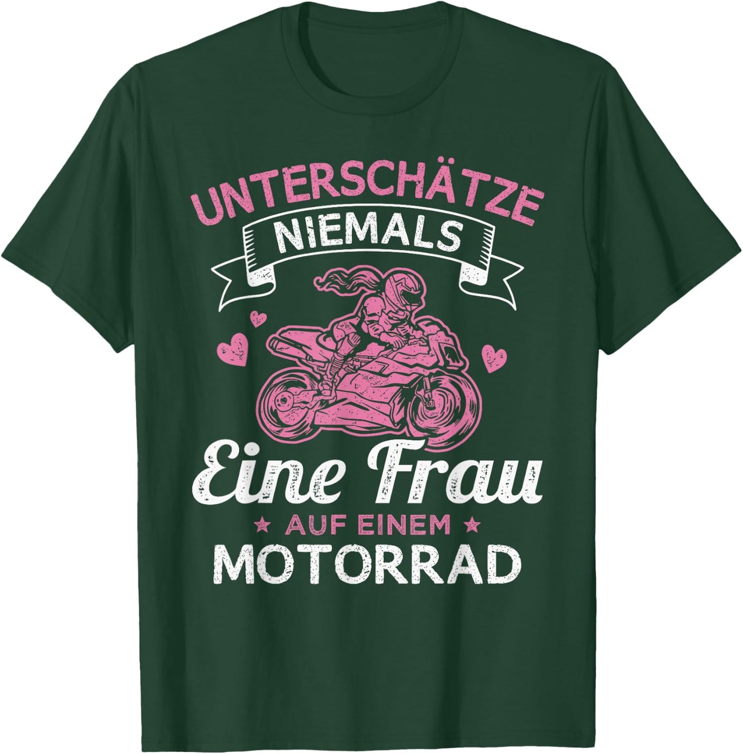 Unterschätze Niemals eine Frau auf einem Motorrad Bikerin T-Shirt - T-Shirt | Forest