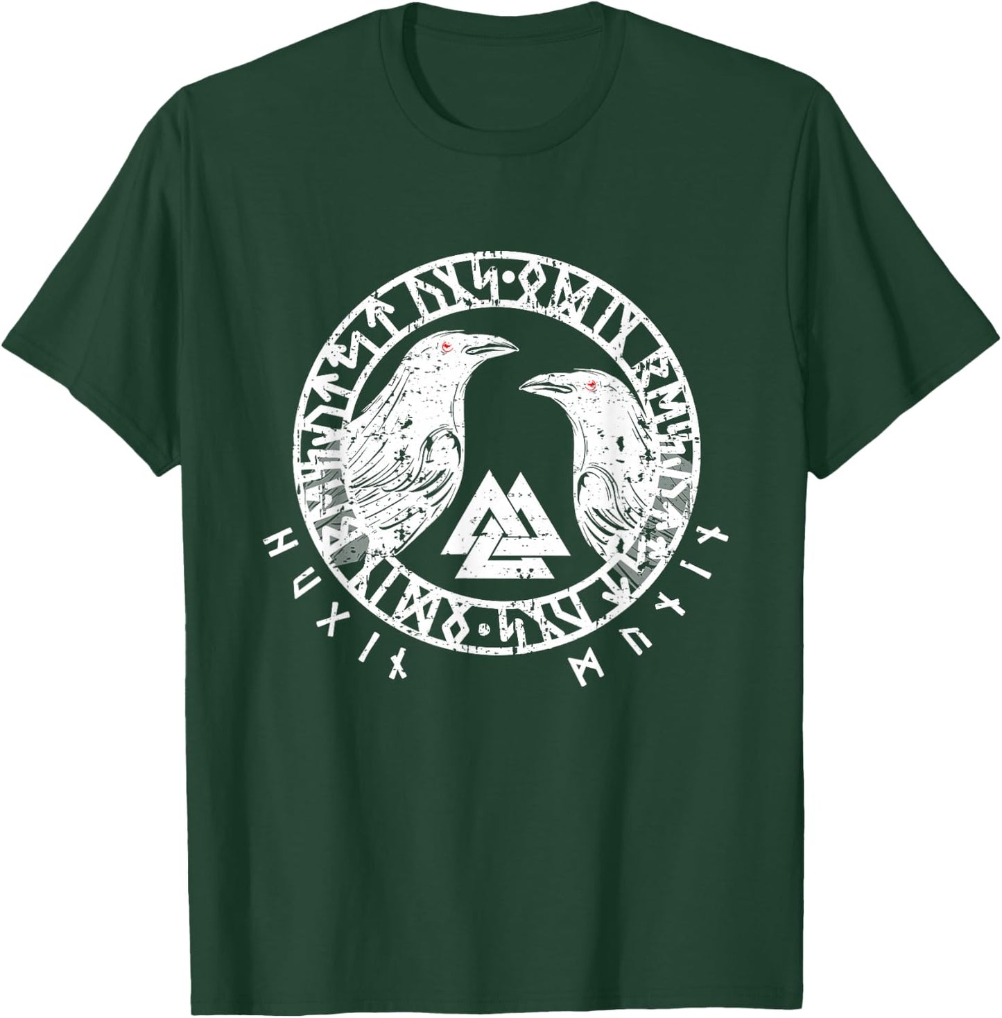 Vegvisir Ravens Odins Hugin and Munin T-Shirt - T-Shirt | Forest