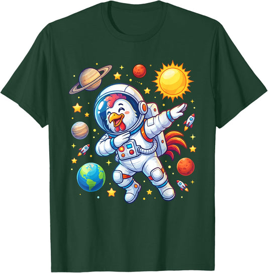 Chicken Astronaut Dabbing Funny Space Animal for Kids T-Shirt - T-Shirt | Forest