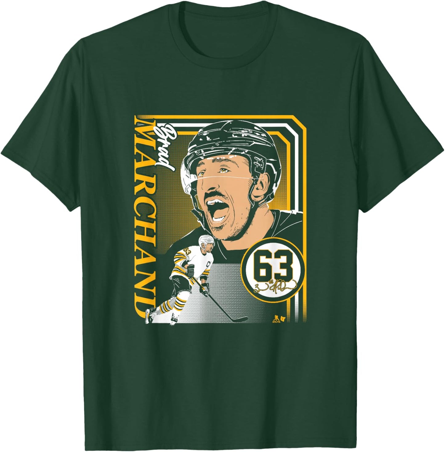 Brad Marchand: Collage Frame - Boston Hockey T-Shirt - T-Shirt | Forest