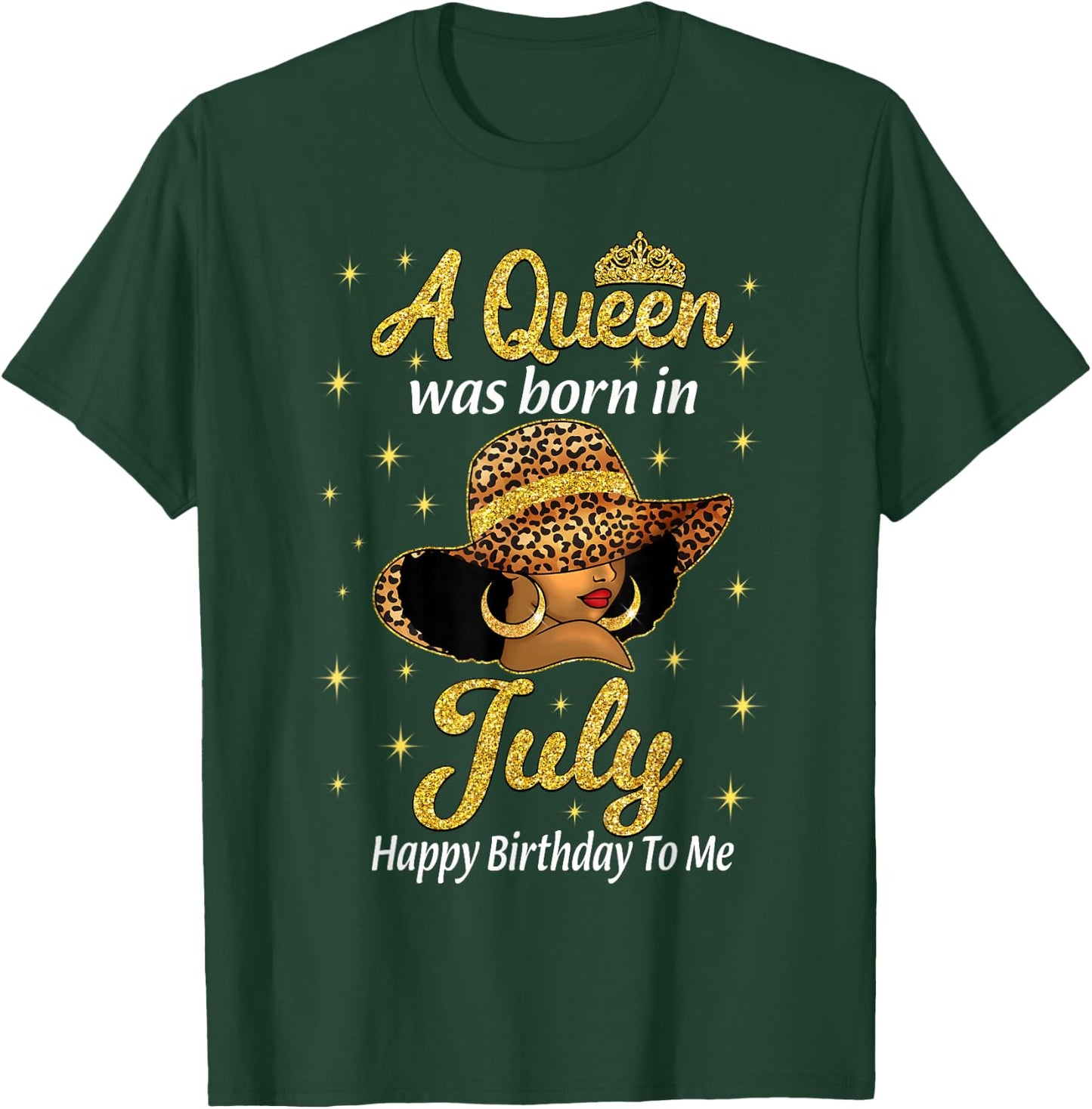 A Queen Was Born In July Leopard Hat Black Women T-Shirt - T-Shirt | Forest