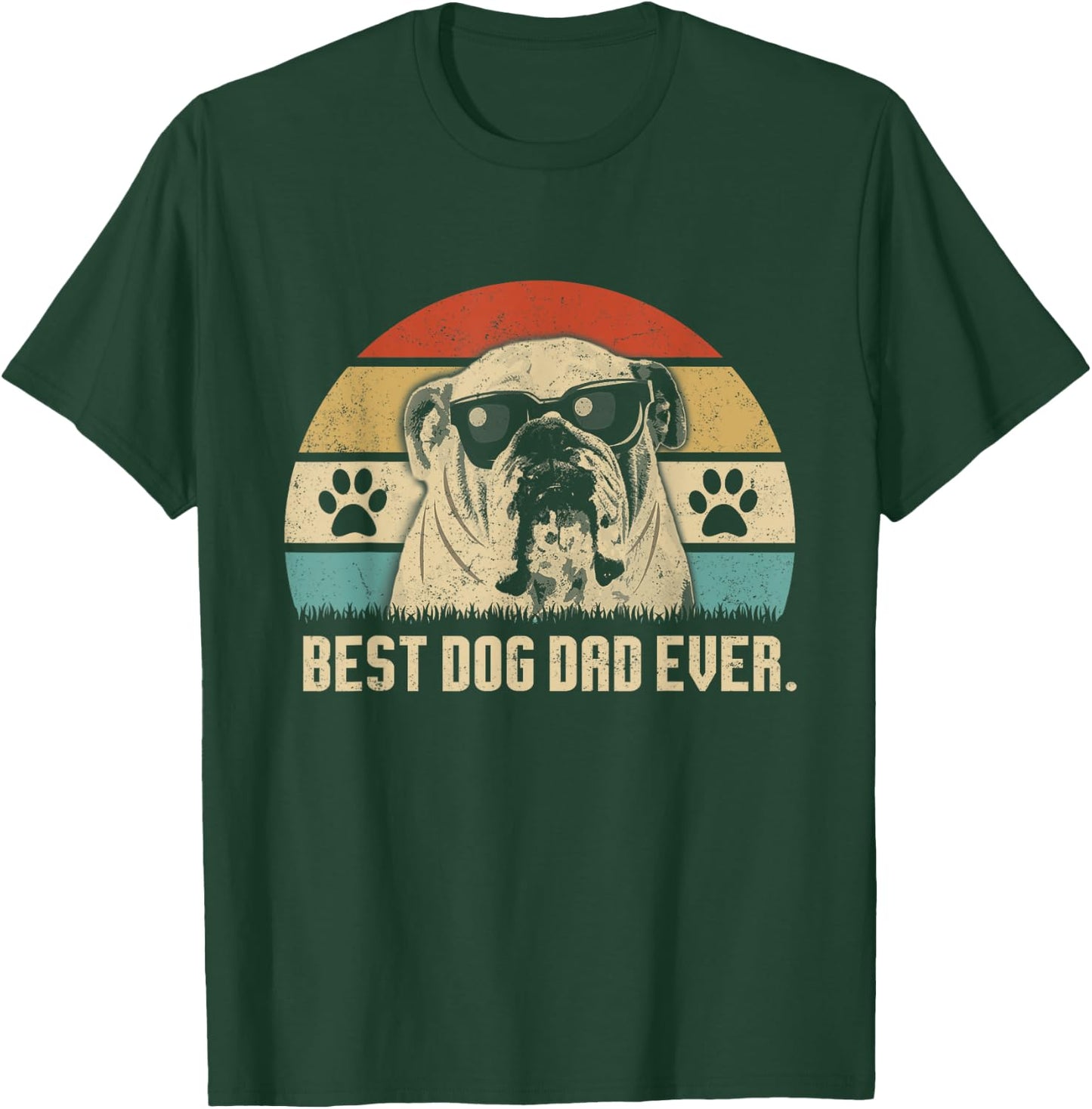Vintage Best English Bulldog DAD Ever shirt Fathers Day Gift Men T-Shirt - T-Shirt | Forest