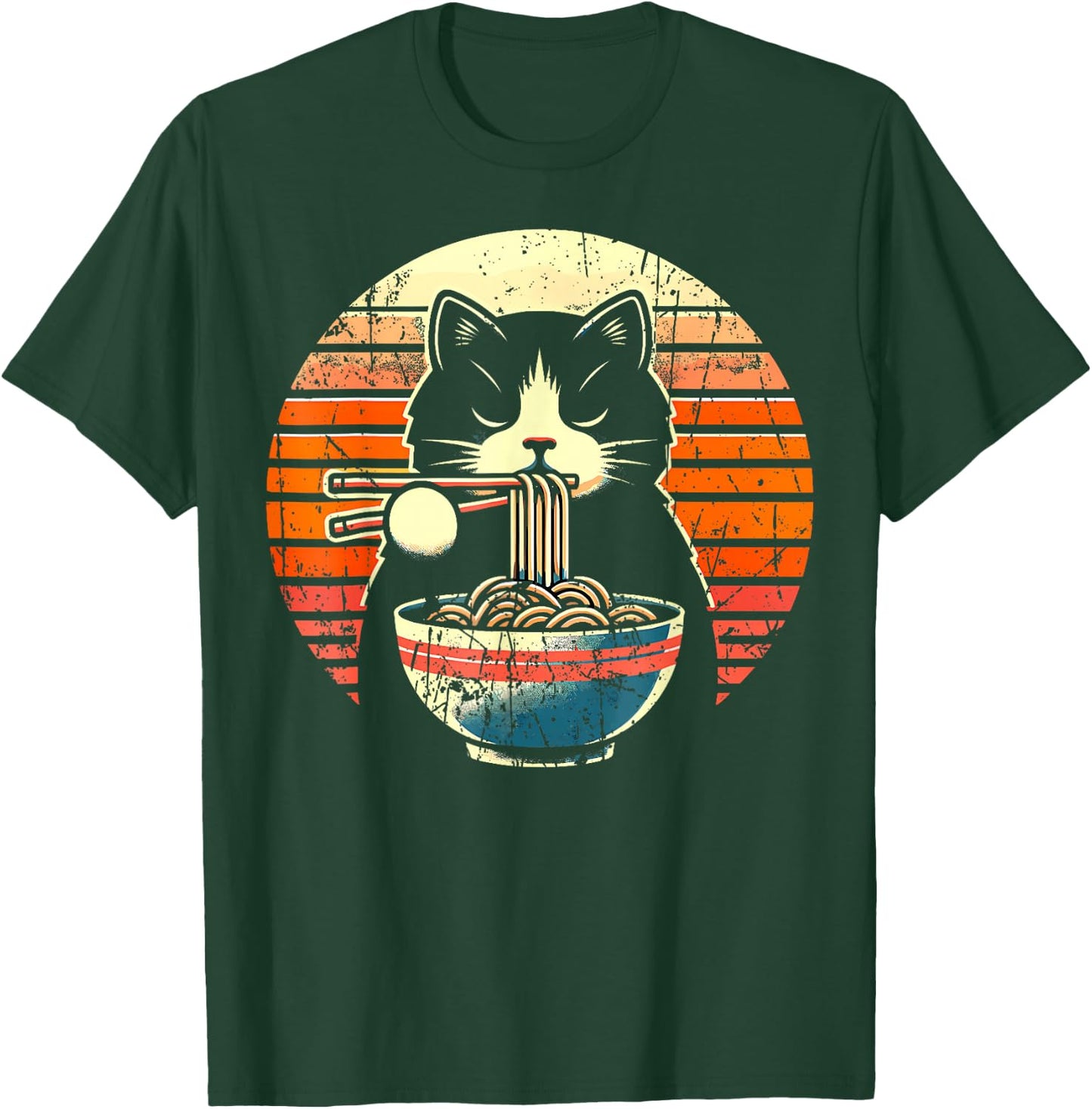 Cat Ramen Noodle Japanese Anime Kawaii Cat T-Shirt - T-Shirt | Forest