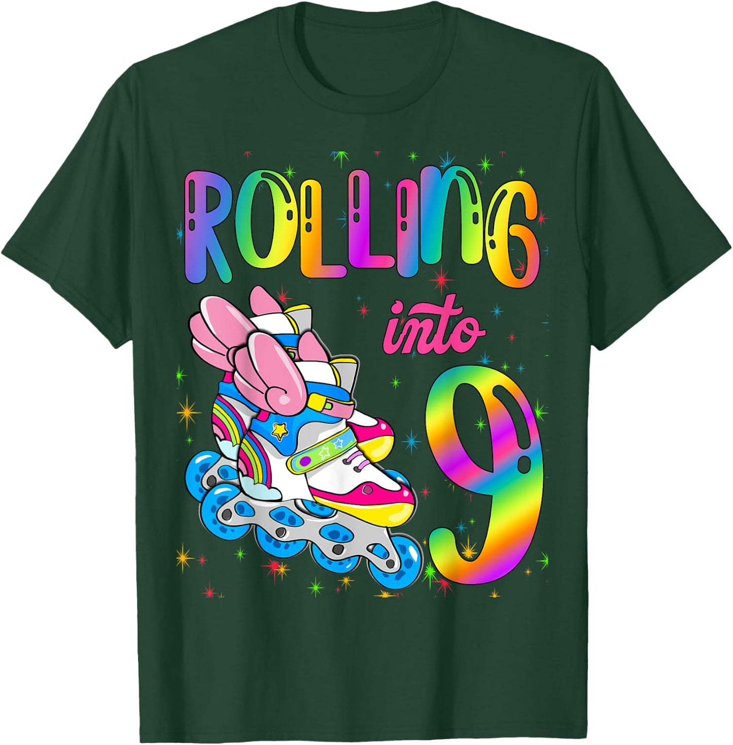 Rolling Into 9 years Let's Roll I'm Turning 9 Roller Skate T-Shirt - T-Shirt | Forest