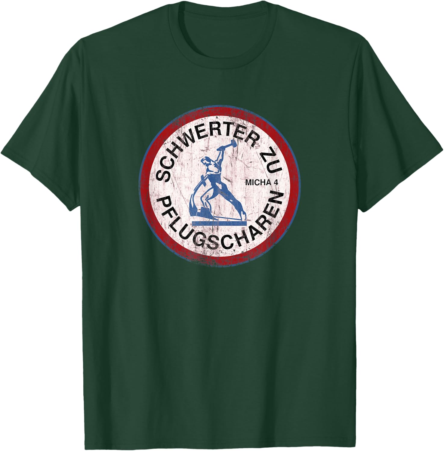 Swords to Plowshares Peace Disarmament Micha 4 , black T-Shirt - T-Shirt | Forest