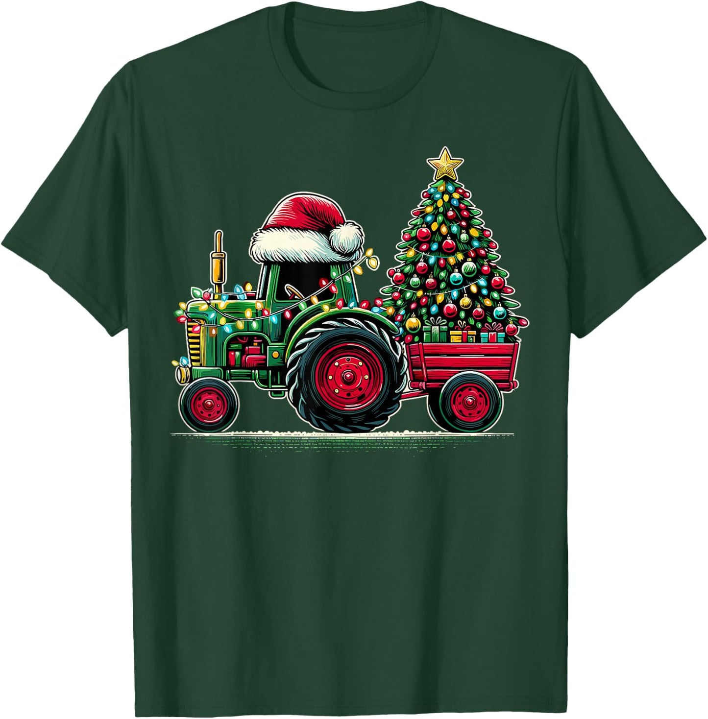Christmas Tractor Santa Xmas Farm Truck T-Shirt - T-Shirt | Forest