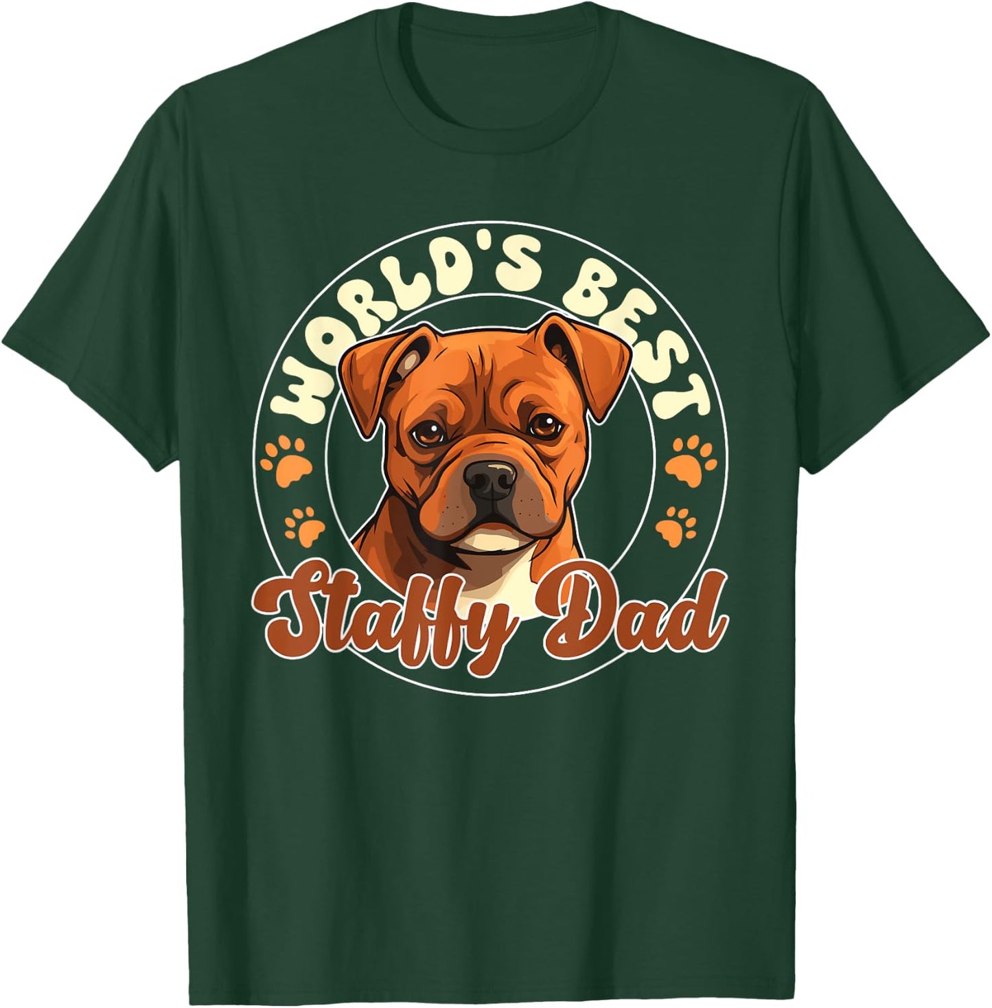 Staffordshire Bull Terrier Groovy World's Best Staffy Dad T-Shirt - T-Shirt | Forest