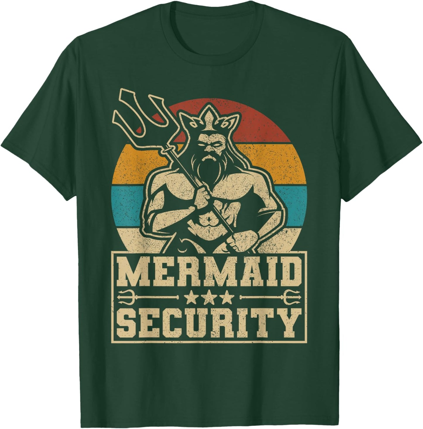 Mermaid Security Bday Costume Merman Birthday Party Outfit T-Shirt - T-Shirt | Forest
